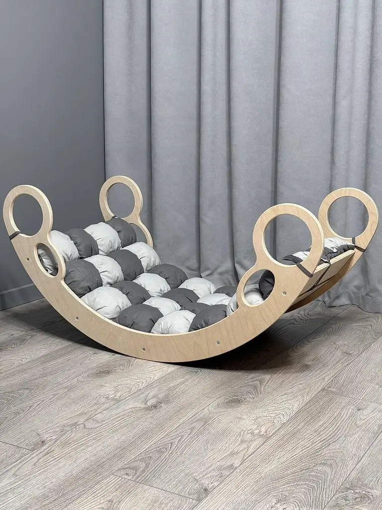 Дитяче ліжечко качалка-балансир з темно сірим-ніжно сірим матрациком БонБон 0041 - фото 3