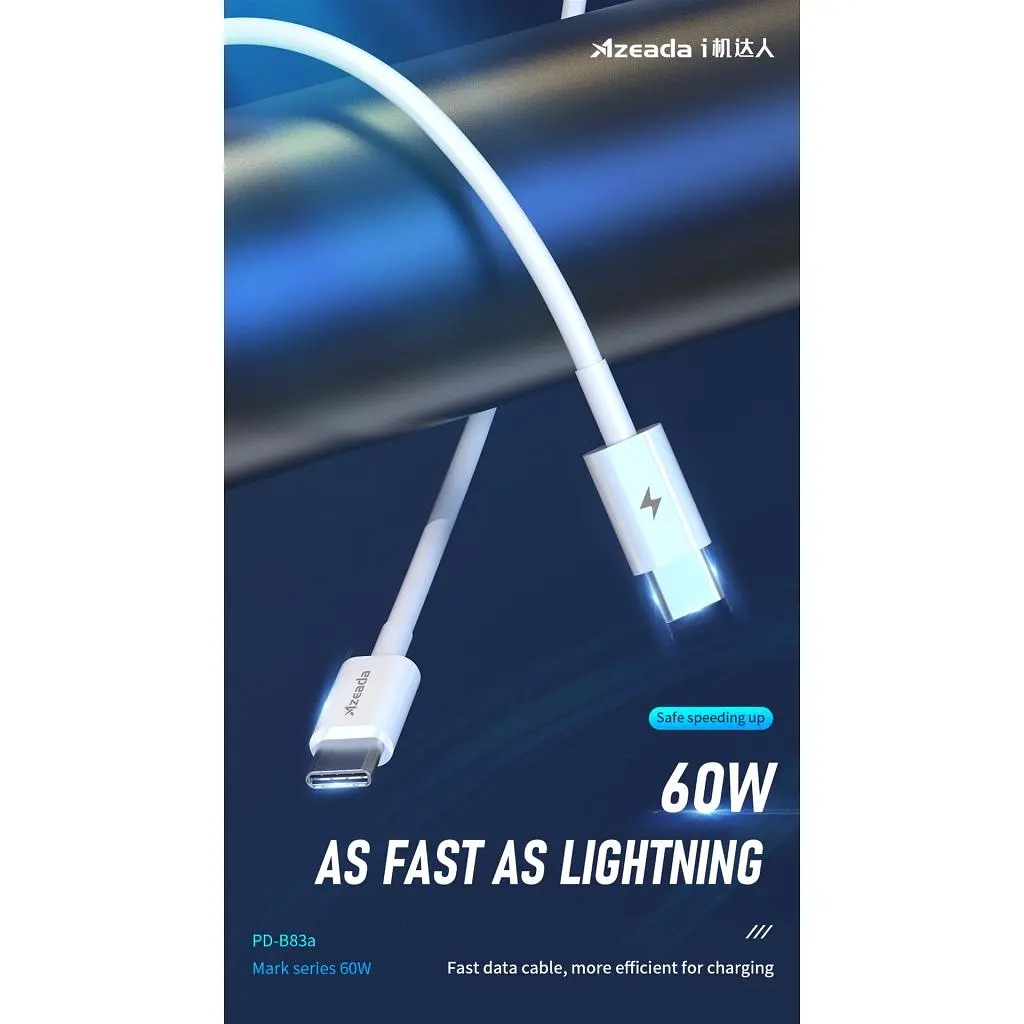 Дата кабель USB-C to USB-C 1.0m PD-B83a 60W Proda (PD-B83a-WHT) - фото 2