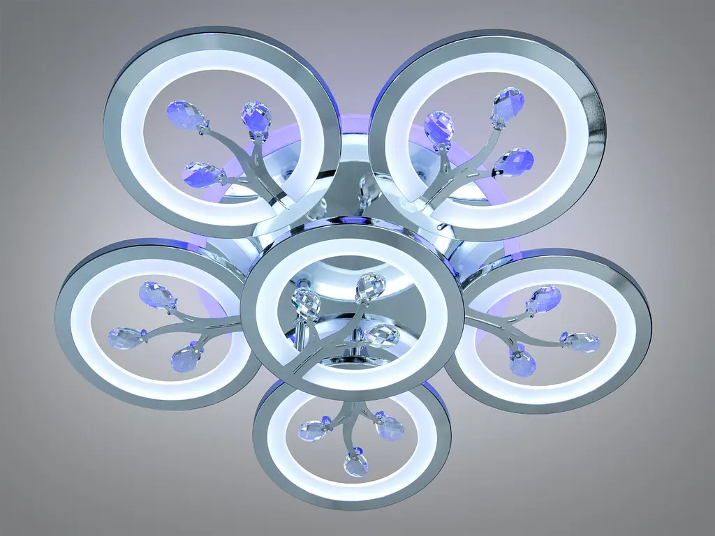 Стельовий LED-світильник «Квіткове сяйво» Diasha 8135/5+1HR - 95 Вт, диммер, пульт, 6 світлових кілець - фото 3