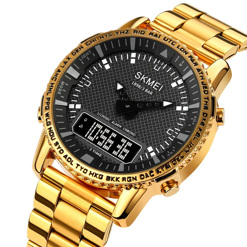 Наручний годинник чоловічий 1898GDBK Gold-Black Skmei acs0030483 - фото 2