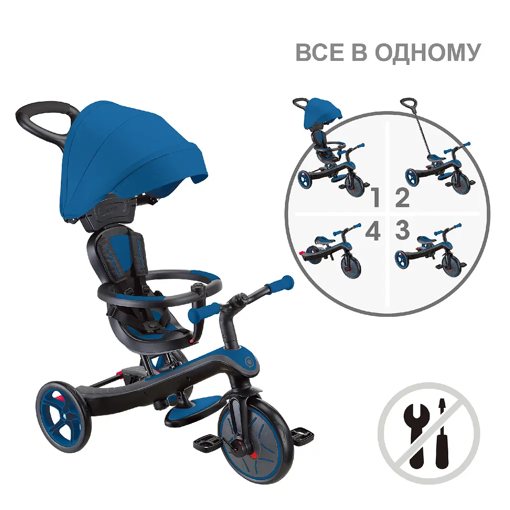 Велосипед дитячий Globber Explorer Trike 4 в 1 синій (634-100) - фото 4