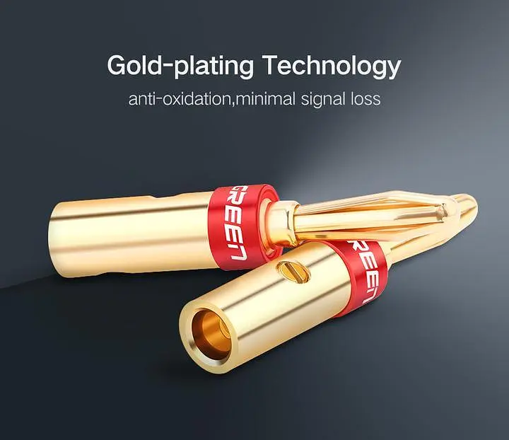 Конектор Brass Speaker Plugs UGREEN 30513 набір перехідників типу «банан» 4шт Жовтий (30513) - фото 4