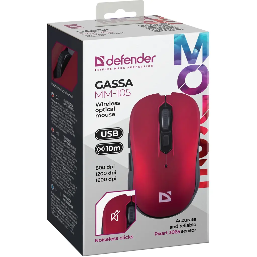 Мишка Defender Gassa MM-105 Wireless Red (52103) - фото 4