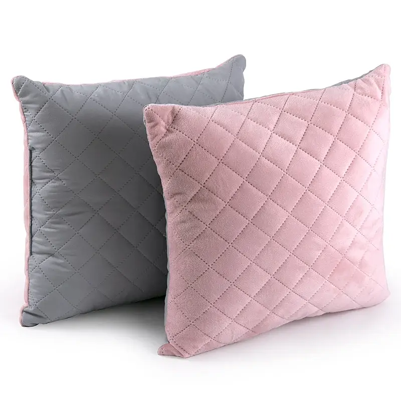 Двостороння декоративна подушка Руно Velour Pink and Grey ромб 40х40 см рожево-сіра - фото 3