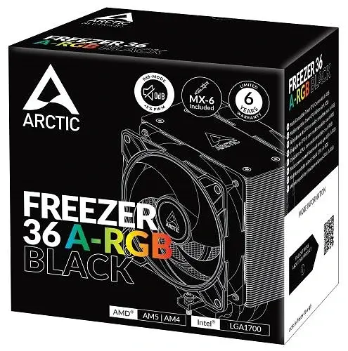 Кулер для процесора Freezer 36 A-RGB, Black, алюміній/мідь, 2x120 мм ARGB Arctic teh0027863 - фото 8