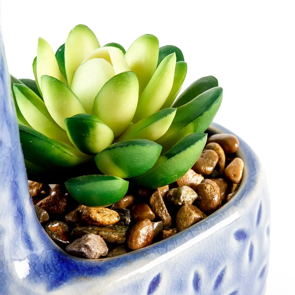 Горщик зі штучною рослиною МВМ My Home Жираф, 15,5 см, блакитний (DH-FLOWERS-20 GREEN/BLUE) - фото 2