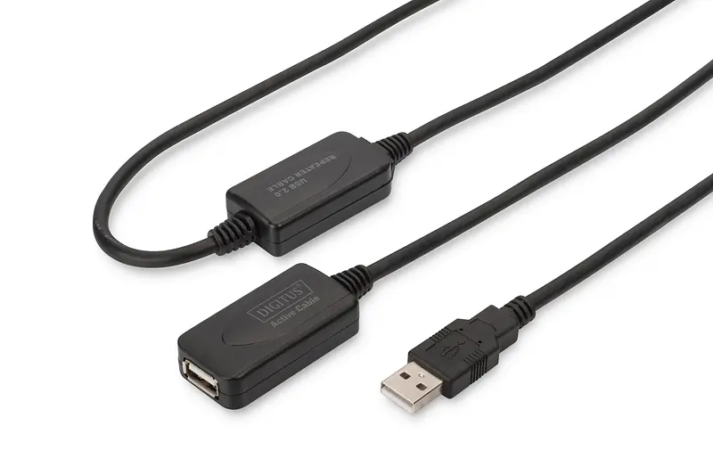 Удлинитель Digitus USB 2.0 Active Cable, A/M-A/F, 20м, черный teh0013681 - фото 2