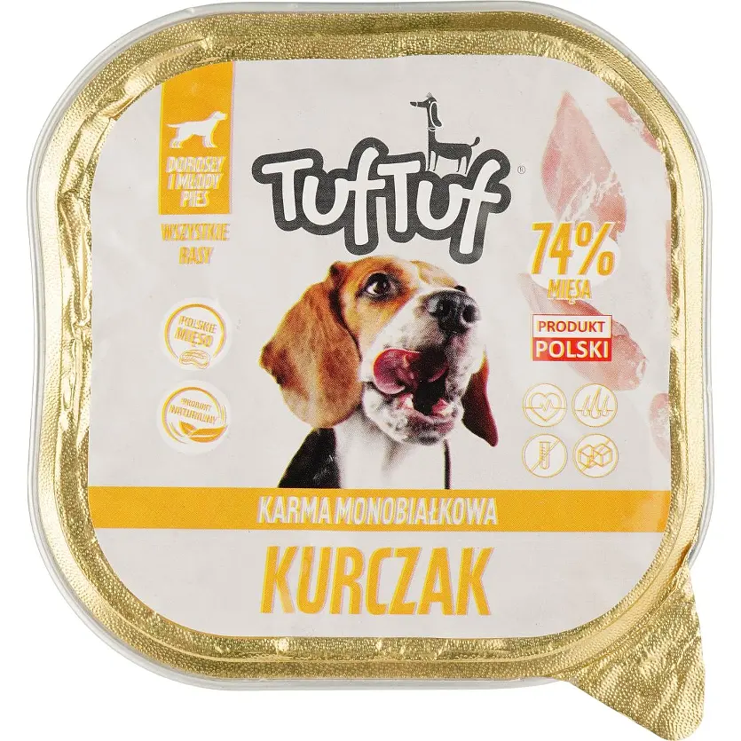 Влажный корм для взрослых собак Tuf Tuf паштет из мяса птицы 300 г (472387) - фото 2