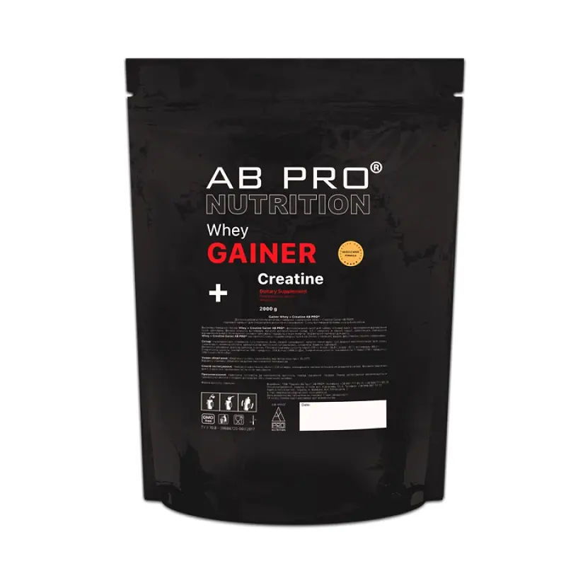 Гейнер Whey + Creatine Gainer, 2 кг Шоколад AB Pro fit0016963