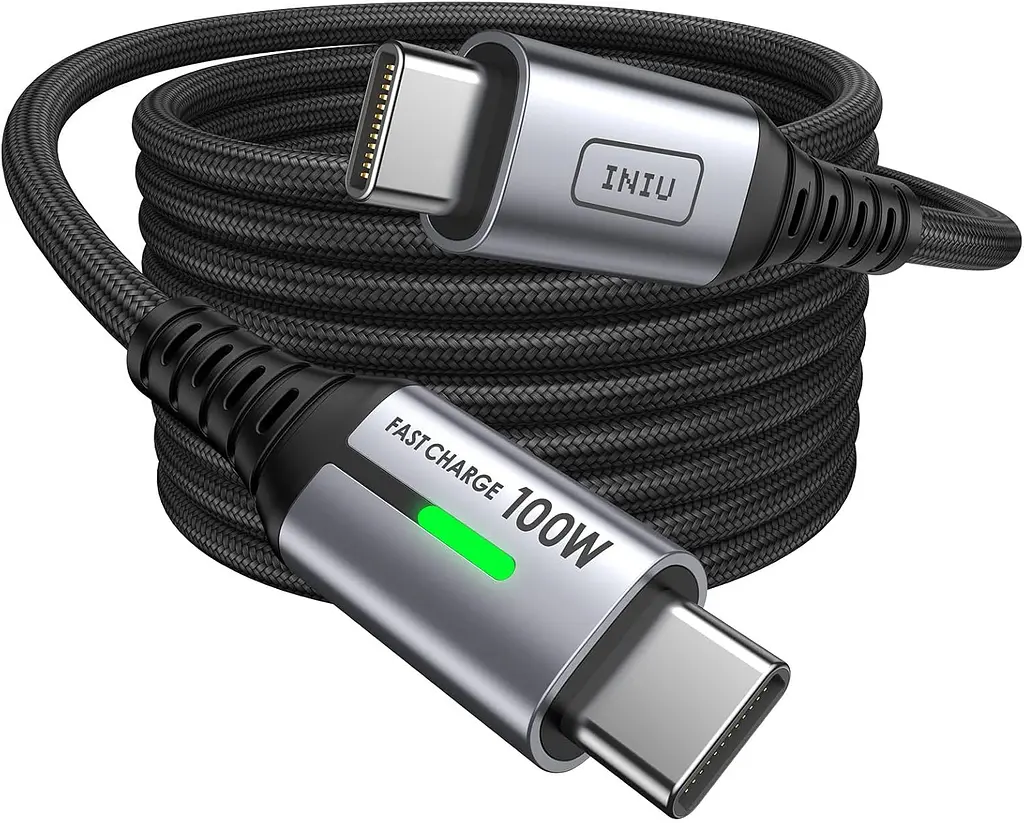 Кабель нейлоновий INIU DI-D5CC USB-C 100 Вт швидка зарядка 2 м чорний (SKU-171)
