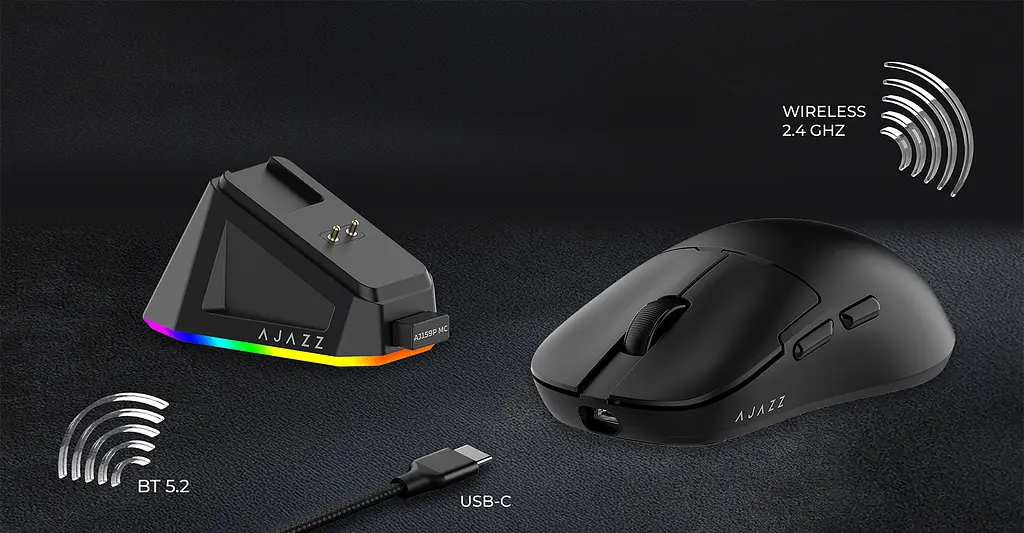 Мишка бездротова AJAZZ AJ159P MC Миша комп'ютерна із зарядною док-станцією / 2.4G / Bluetooth / USB Black (19583) - фото 11