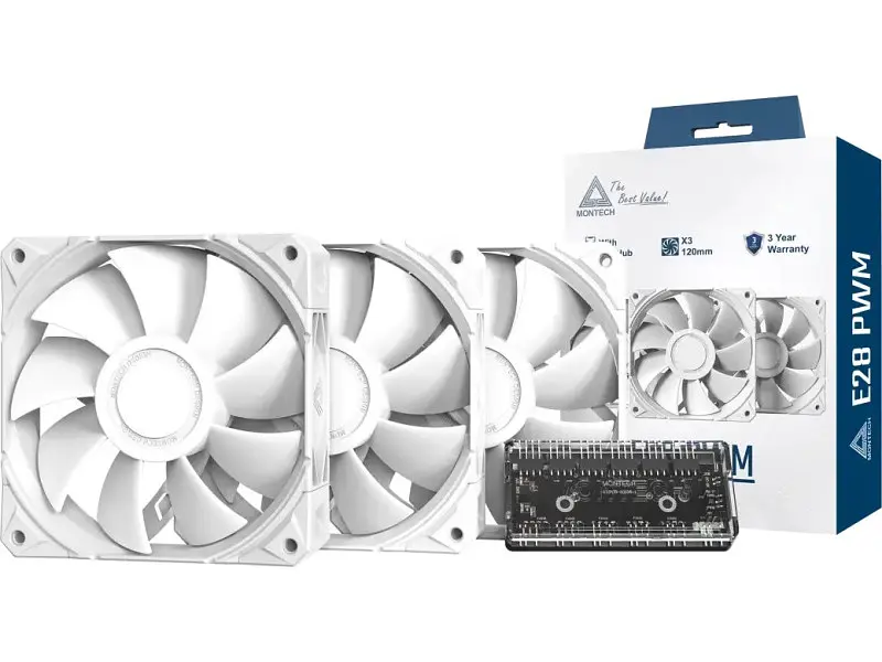 Вентилятор Montech E28 PWM 3-Pack White - фото 6