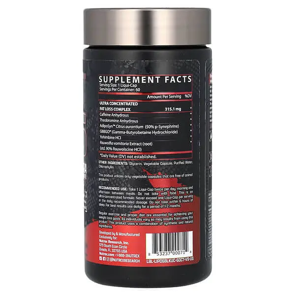 Комплексні жироспалювачі Lipo-6 Black Ultra Concentrate 60 капсул (USA) Nutrex vit0005603 - фото 2
