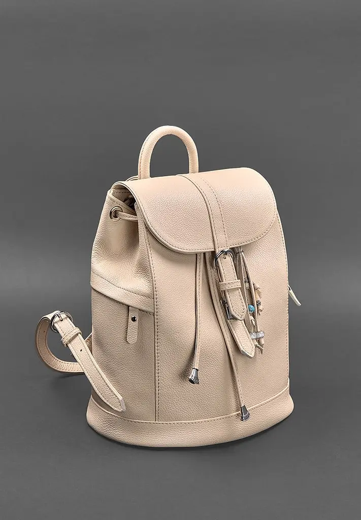Кожаный женский рюкзак Олсен светло-бежевый - фото 4