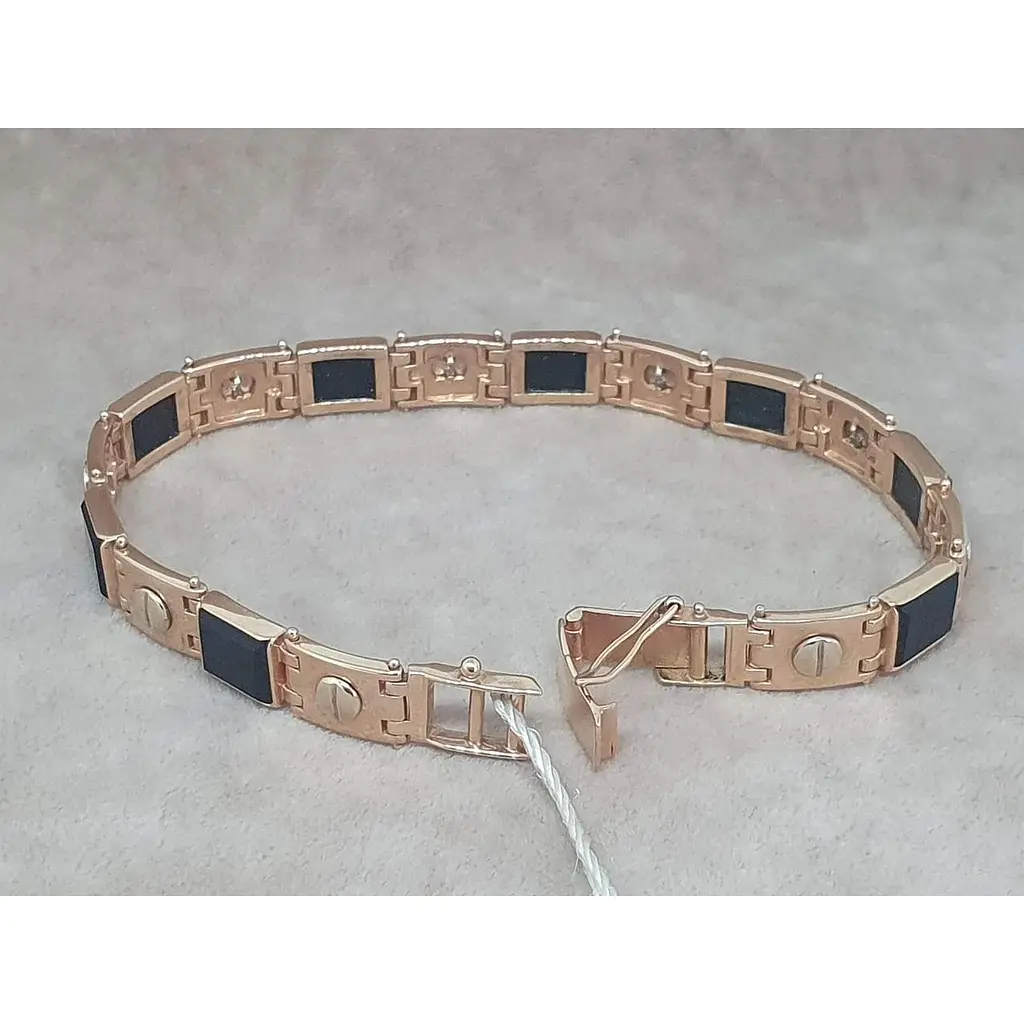 Золотий браслет Родинні коштовності з оніксом. 1.52.0213 22 - фото 2