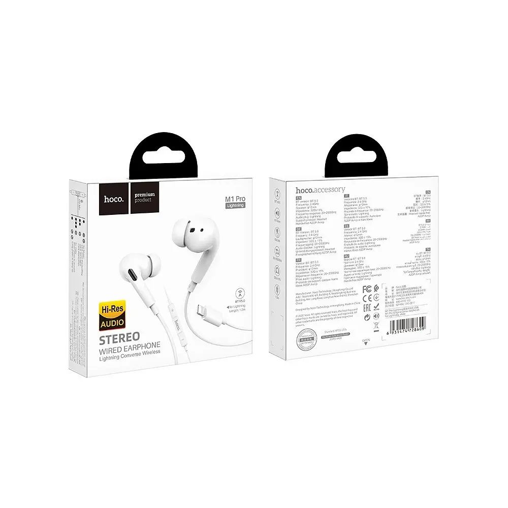 Навушники Hoco M1 Pro Original series earphones for iP білі - фото 3