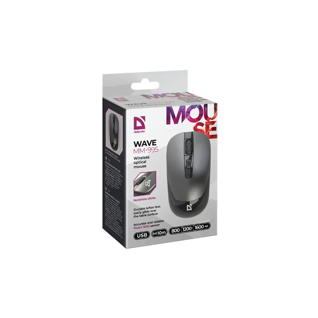 Мишка Defender Wave MM-995 Silent Wireless Grey (52993) - фото 5
