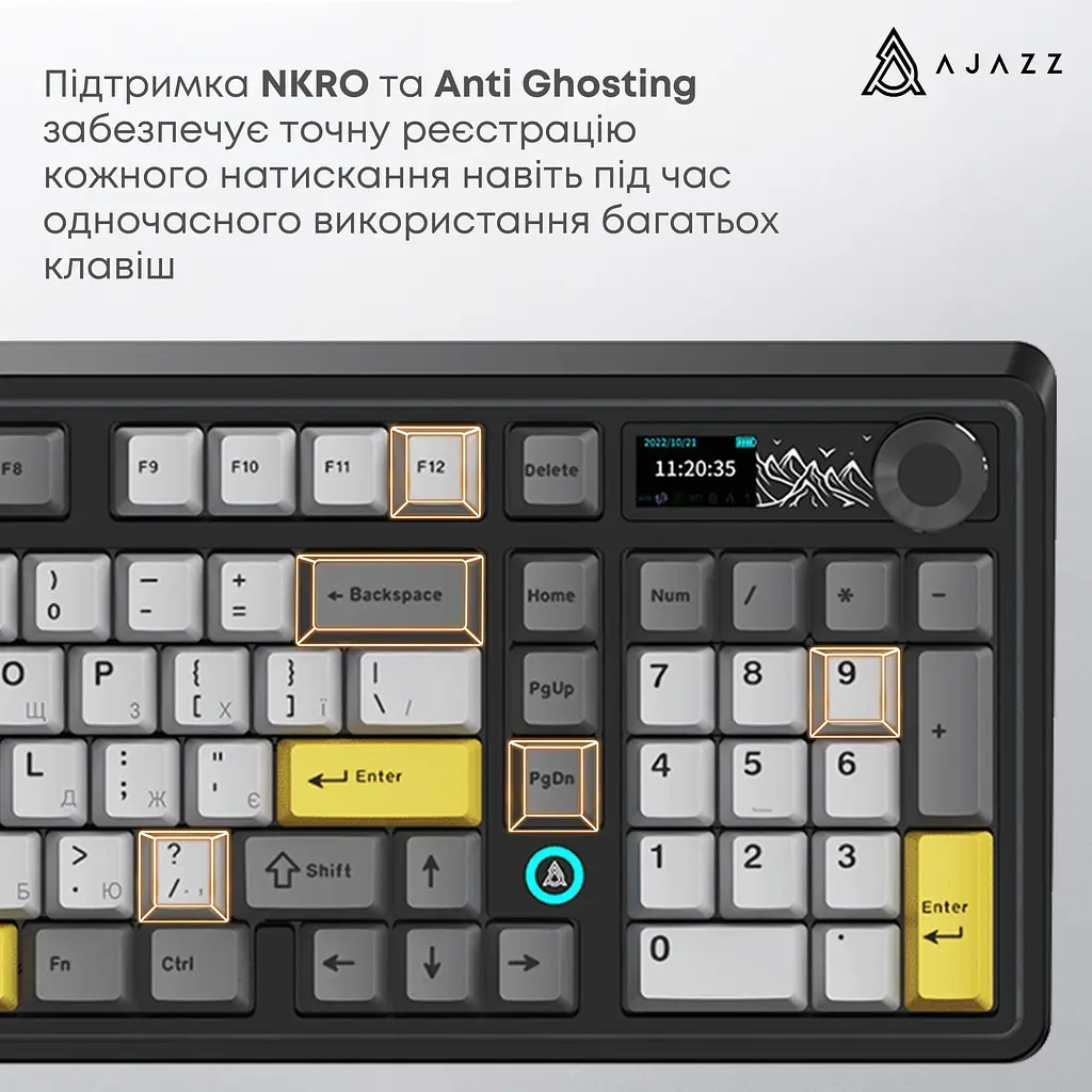Клавіатура Ajazz AK980 V2 Maillard Switch Black/Grey/Yellow (AK980-V2-M-BGY) [161116] - фото 14