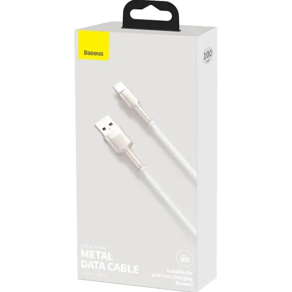 Кабель Baseus Cafule Metal Data Cable USB-A to USB-C 1m White (CAKF000102) [169650] - фото 2