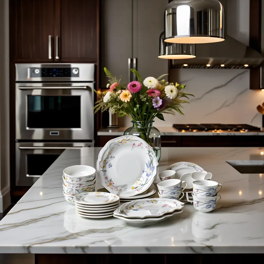 Столовый набор посуды тарелок и чашек 32 предмета на 6 персон Villeroy фарфоровый Yiwu YY78-8A - фото 3