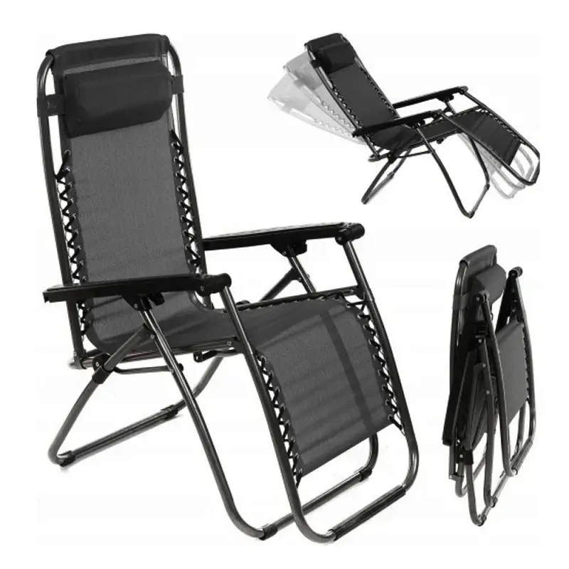 Шезлонг GardenLine Relax Black до 130 кг.! - фото 8
