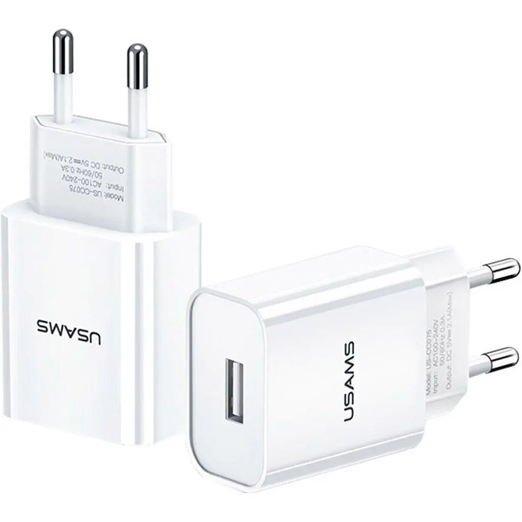 Мережевий зарядний пристрій Usams T18 10W White (US-CC075) [47557] - фото 2