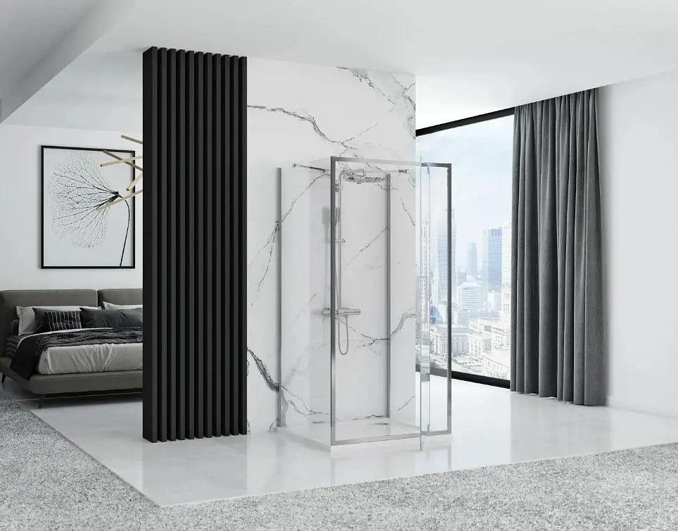 Душова кабіна Rea Rapid Swing 100x100 chrome пристінна REA-KPL-09123, Хром, Універсальна, прозорий, хром - фото 3