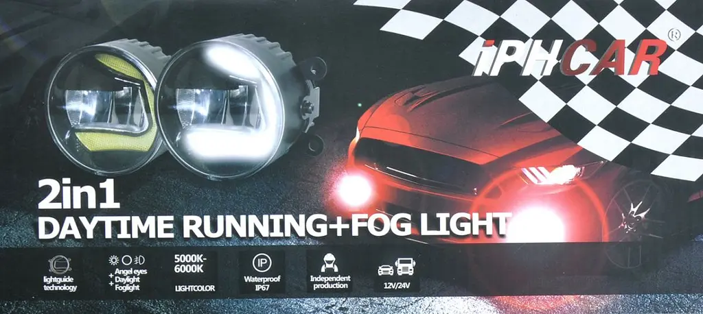 Протитуманні LED Фари круглі D90 мм / Лінза з ДХО / 12V / 22W / 6000K-COB / 2 шт. - фото 8