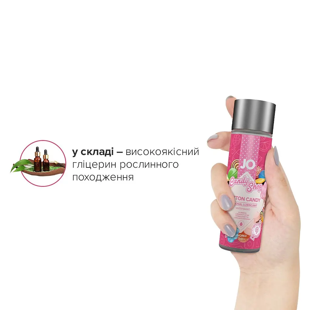 Лубрикант на водній основі JO H2O — Candy Shop — Cotton Candy (60 мл) без цукру та парабенів - фото 4