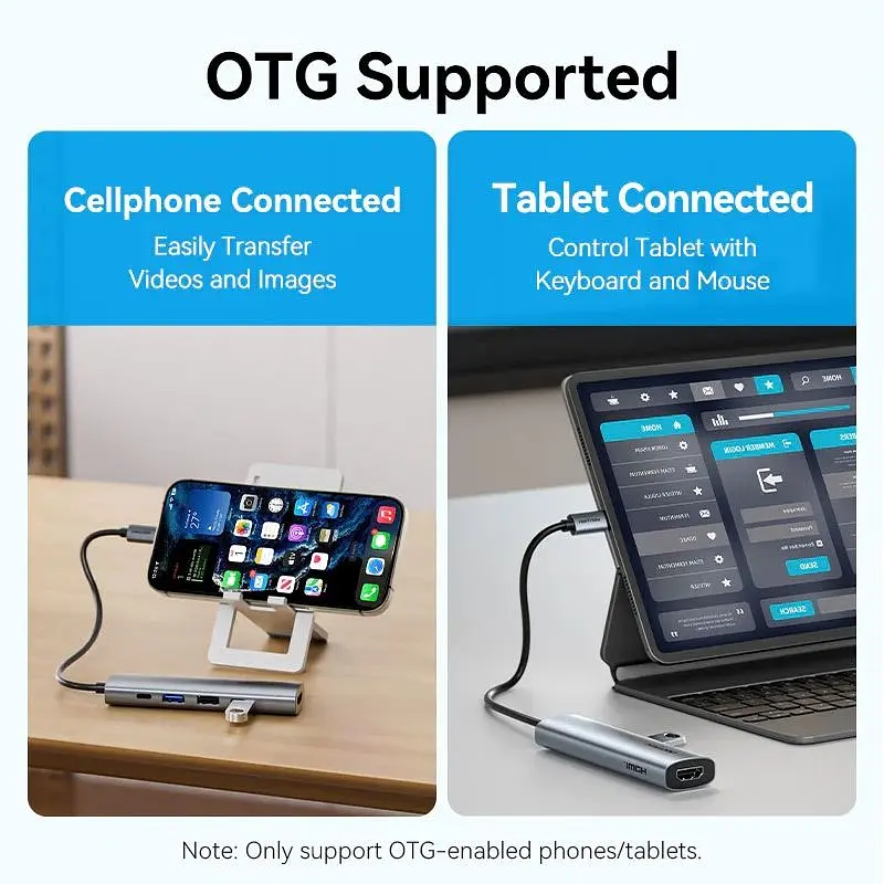 Док-станція USB3.0 Type-C - HDMI /USB 3.0/USB 2.0/Type-C 2.0/PD 100W Hub 5-in-1 Vention (TGLHB) - фото 5