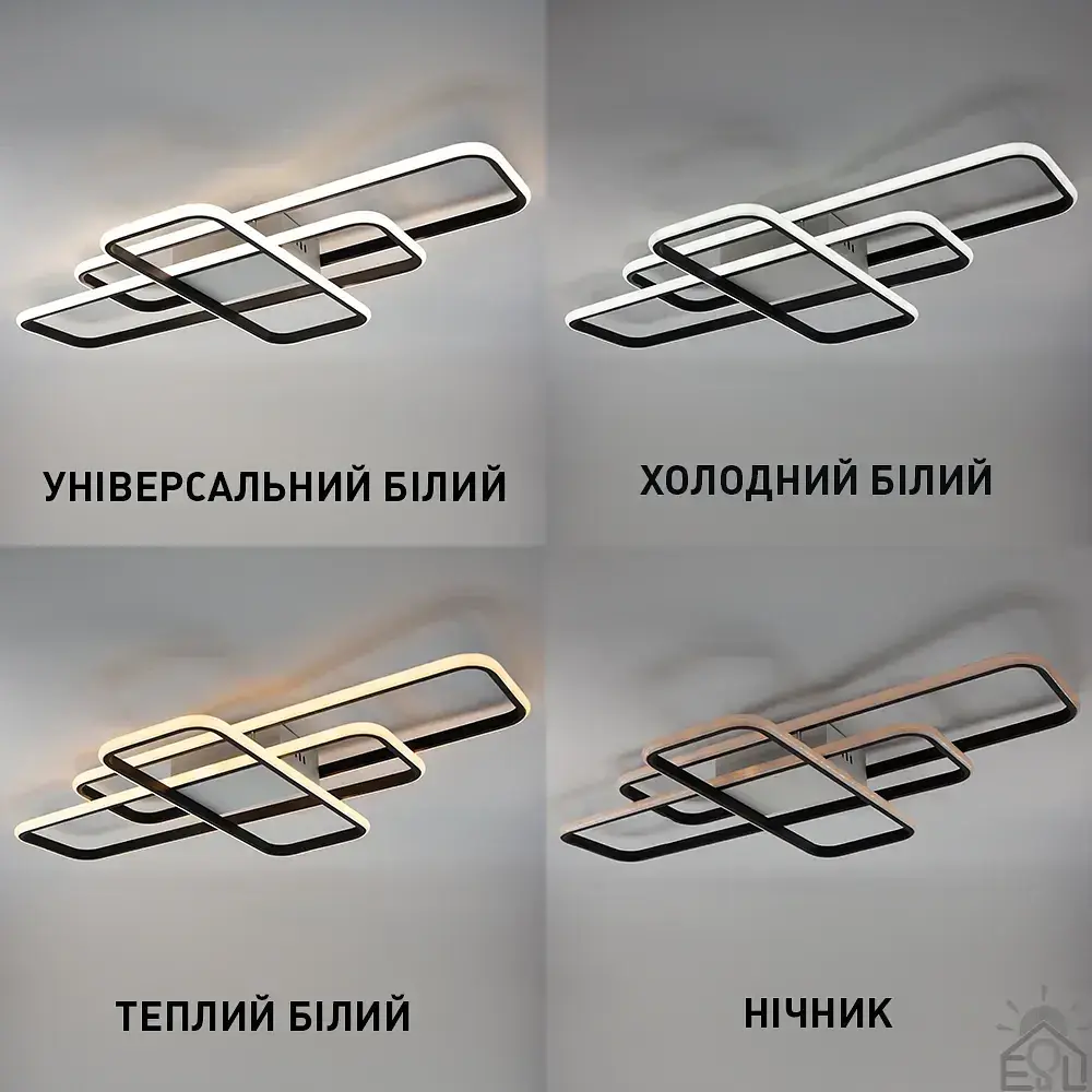 Смарт люстра керована світлодіодна SVEN 3SQ 105 Вт 908x508x80 мм Чорно-біла ESLLSE - фото 3