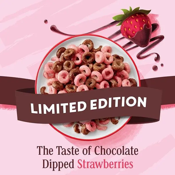 Сухий сніданок Chocolate Strawberry Cheerios Valentine’s Day Breakfast Cereal Family Size 525g - фото 2