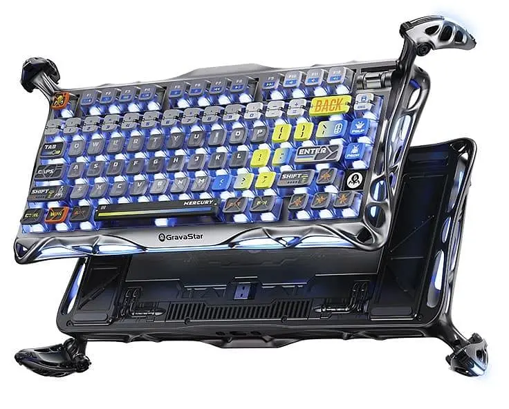 Клавиатура GravaStar Mercury K1 Pro 80keys Kailh Speedy Mint BT/WL/USB RGB Interstellar Silver (GSK1PRO_S_CGRY) - фото 3