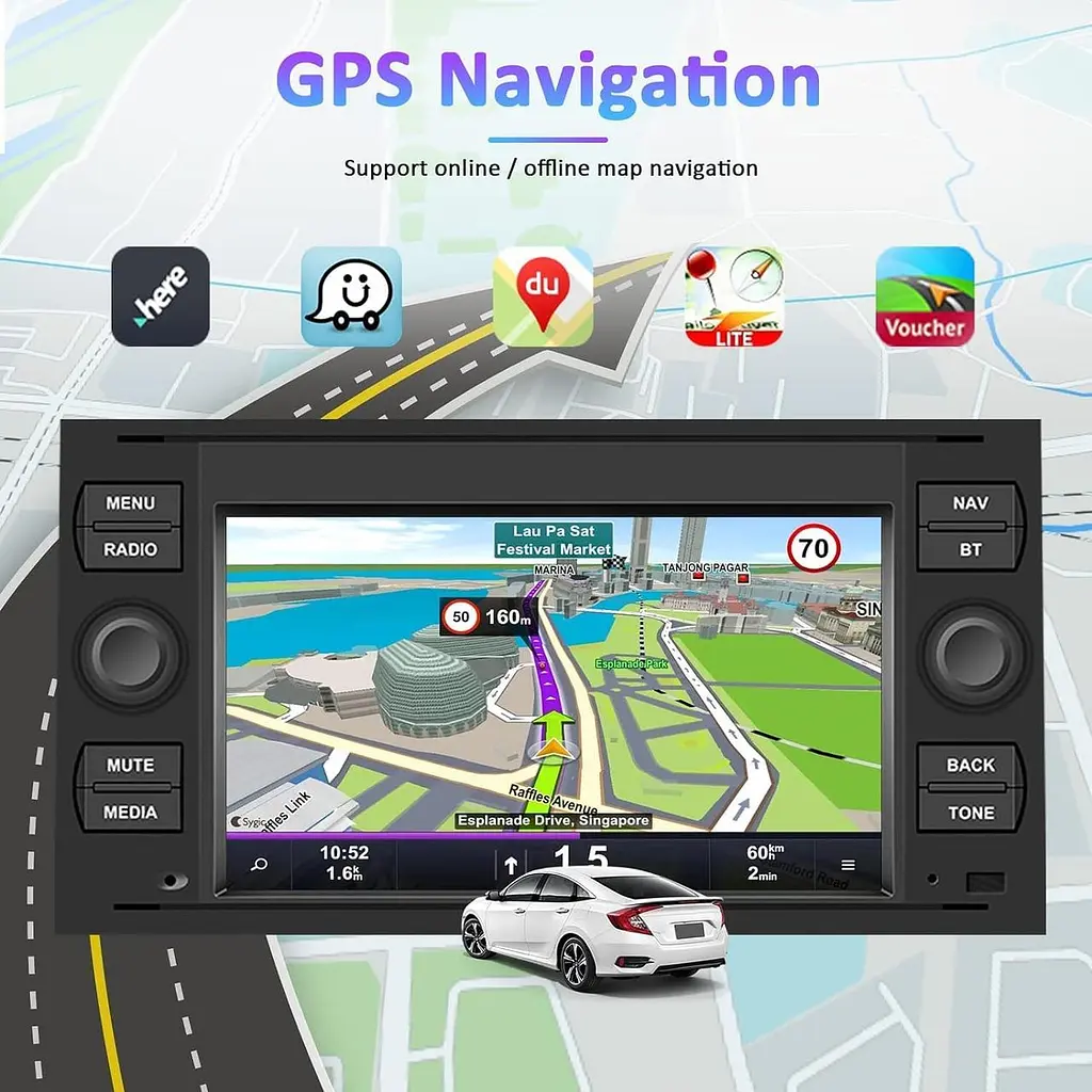 Автомагнітола CAMECHO Android 13 7" 1/32 ГБ для Ford з CarPlay та Android Auto