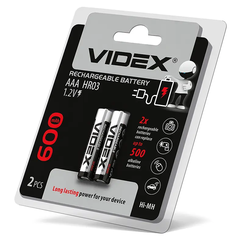 Акумулятори Videx HR03/AAA 600mAh double blister/2шт VIDEX (23334-000) - фото 2