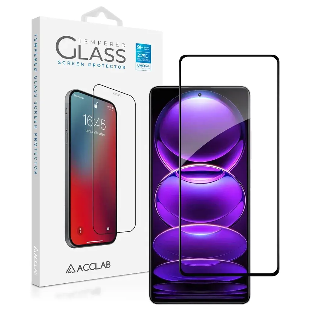 Скло захисне ACCLAB Full Glue Xiaomi Redmi Note 12 Pro/12 Pro Plus Black (1283126549397) - фото 2
