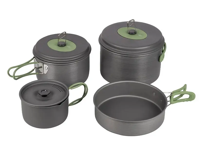Набор посуды Bo-Camp Explorer 4 Pieces Hard Anodized Grey/Green (2200244) (DAS301407)