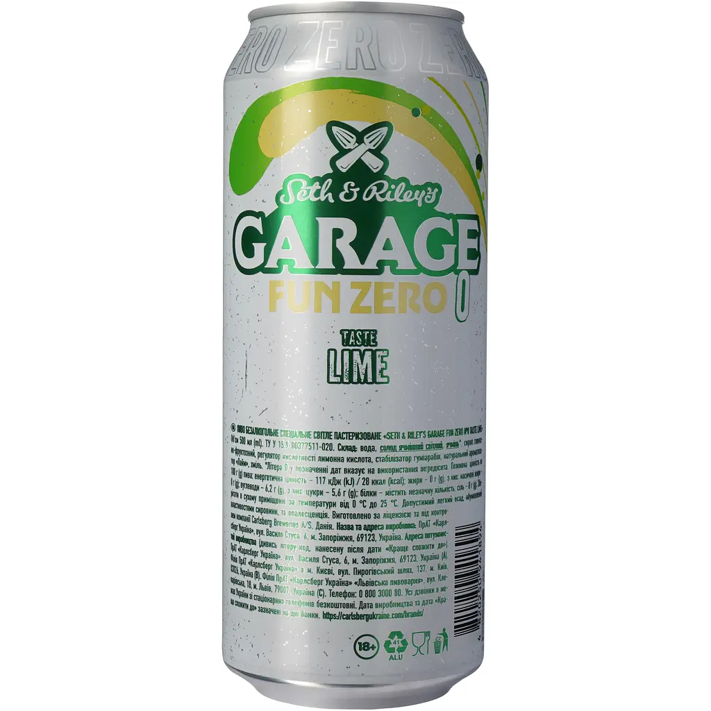 Пиво Seth&Riley's Garage Fun Zero №0 Lime, світле, 0%, з/б, 0,5 л (908437) - фото 4