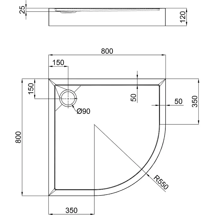 Душова кабіна Lidz Latwa SC80x80.SAT.LOW.GR скло тоноване 4 мм з душовим піддоном Qtap Robin 308 - фото 4