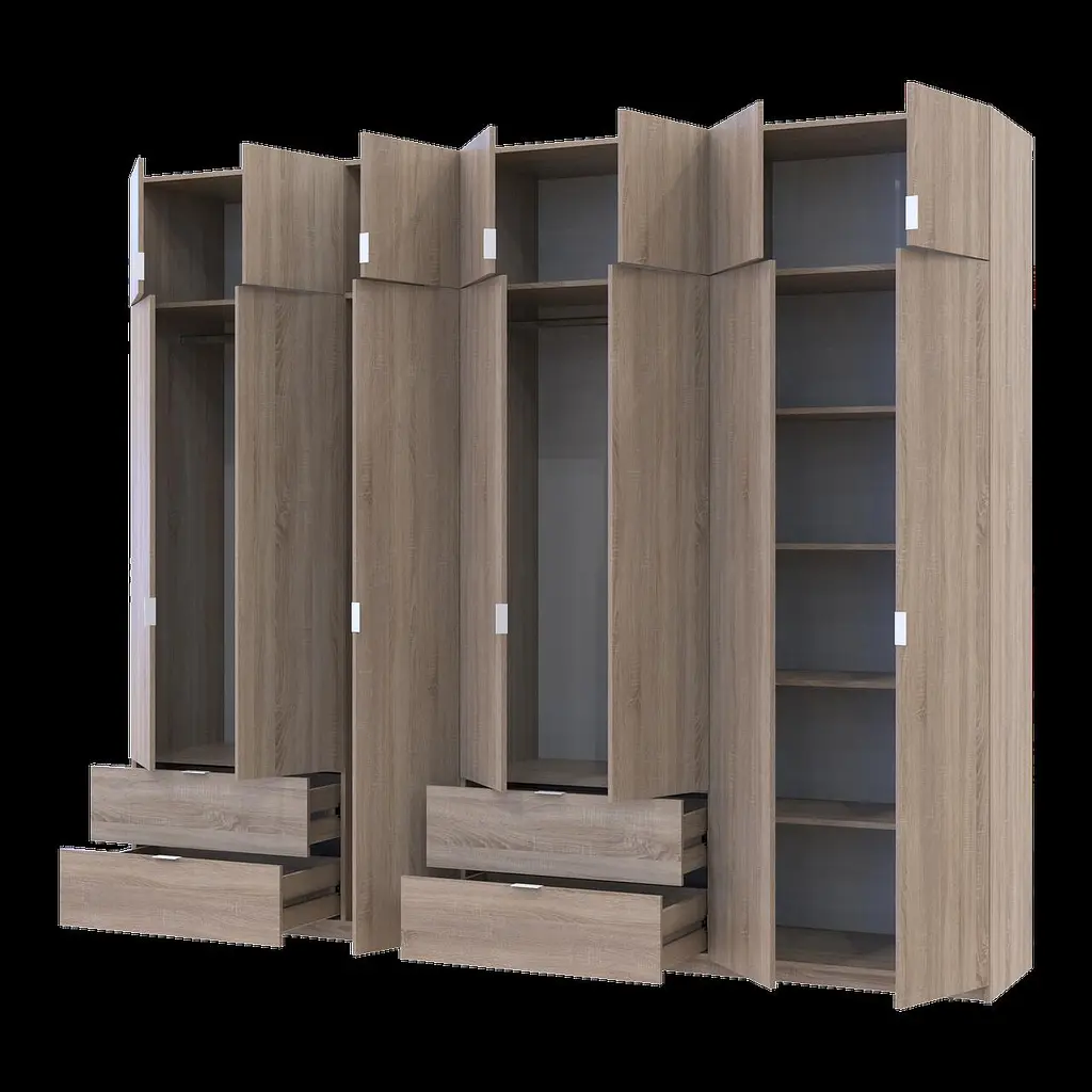 Розпашна Шафа для одягу Doros Лукас Дуб сонома 3+4 ДСП 280х50х240 (42005119) - фото 2