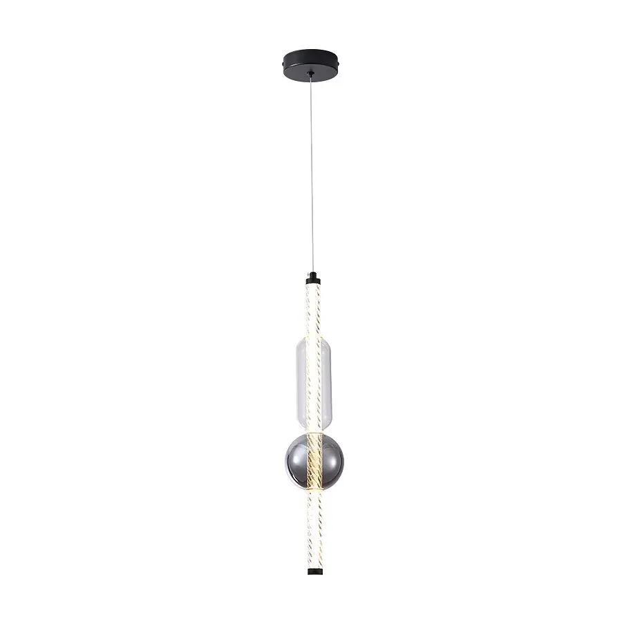 Светильник підвісний LED Levistella 788P39317 BK+CL+AM, 7W, 4000K, чорний метал + скло, вінтажний стиль для вітальні - фото 2