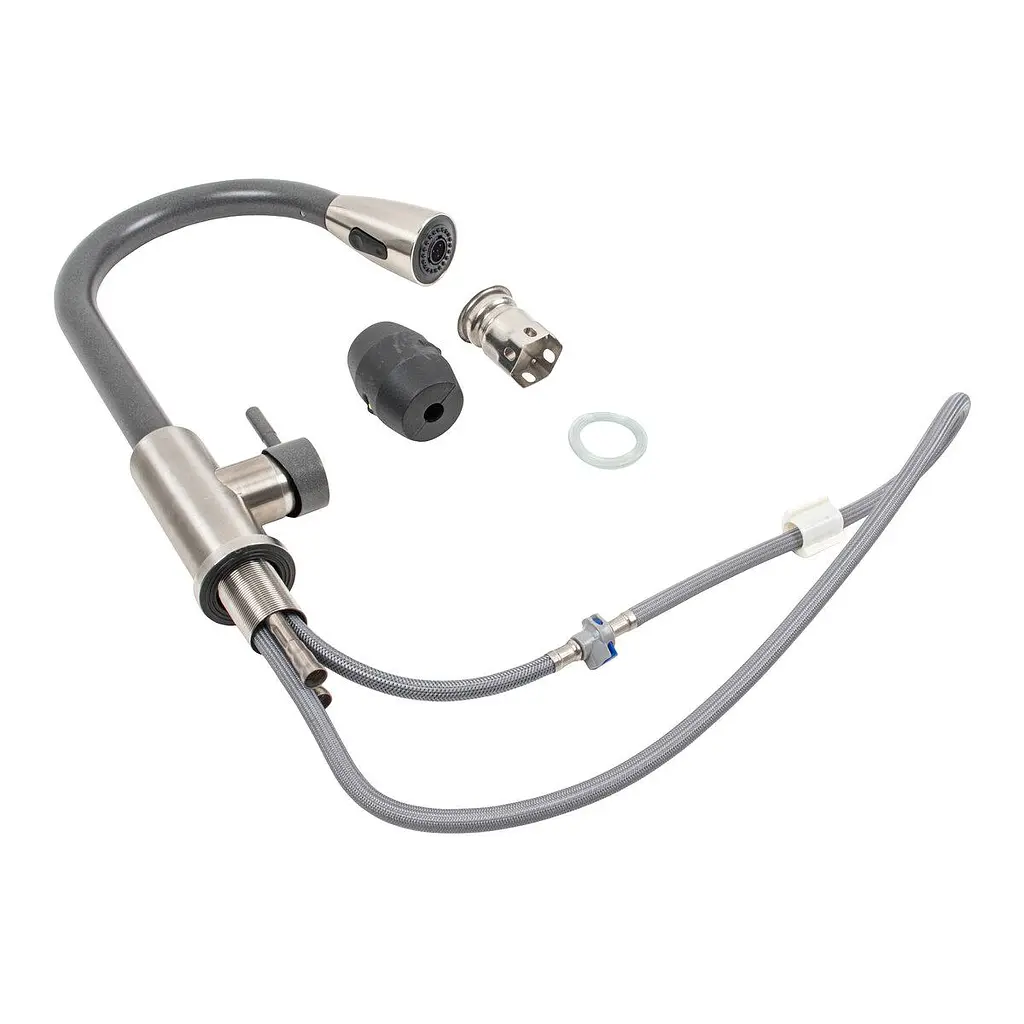 Смеситель кухонный Platinum KT 8203 (8614) однорычажный с выдвижным сливом морион комби (SP000041285) - фото 2