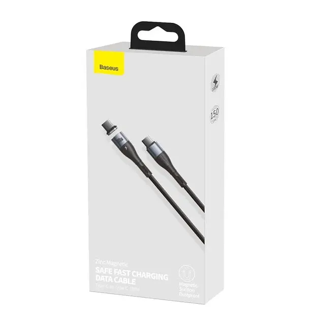 Кабель Baseus Zinc Magnetic Safe Fast Charging Cable Type-C to Type-C 100W 1.5m CATXC-Q01 Black - фото 5