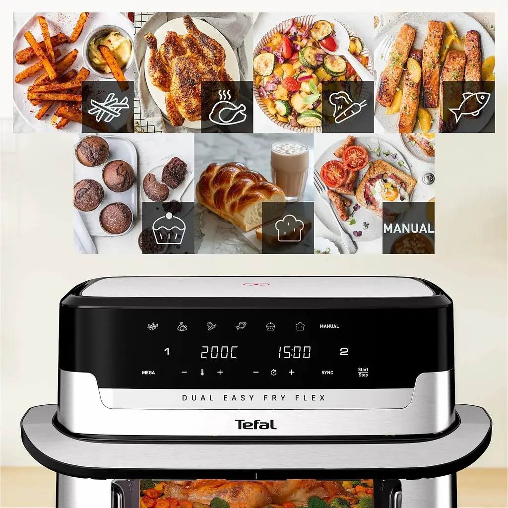 Мультипечь Tefal Dual Easy Fry Flex 2700Вт, чаша 5.5+3.5 л - фото 9