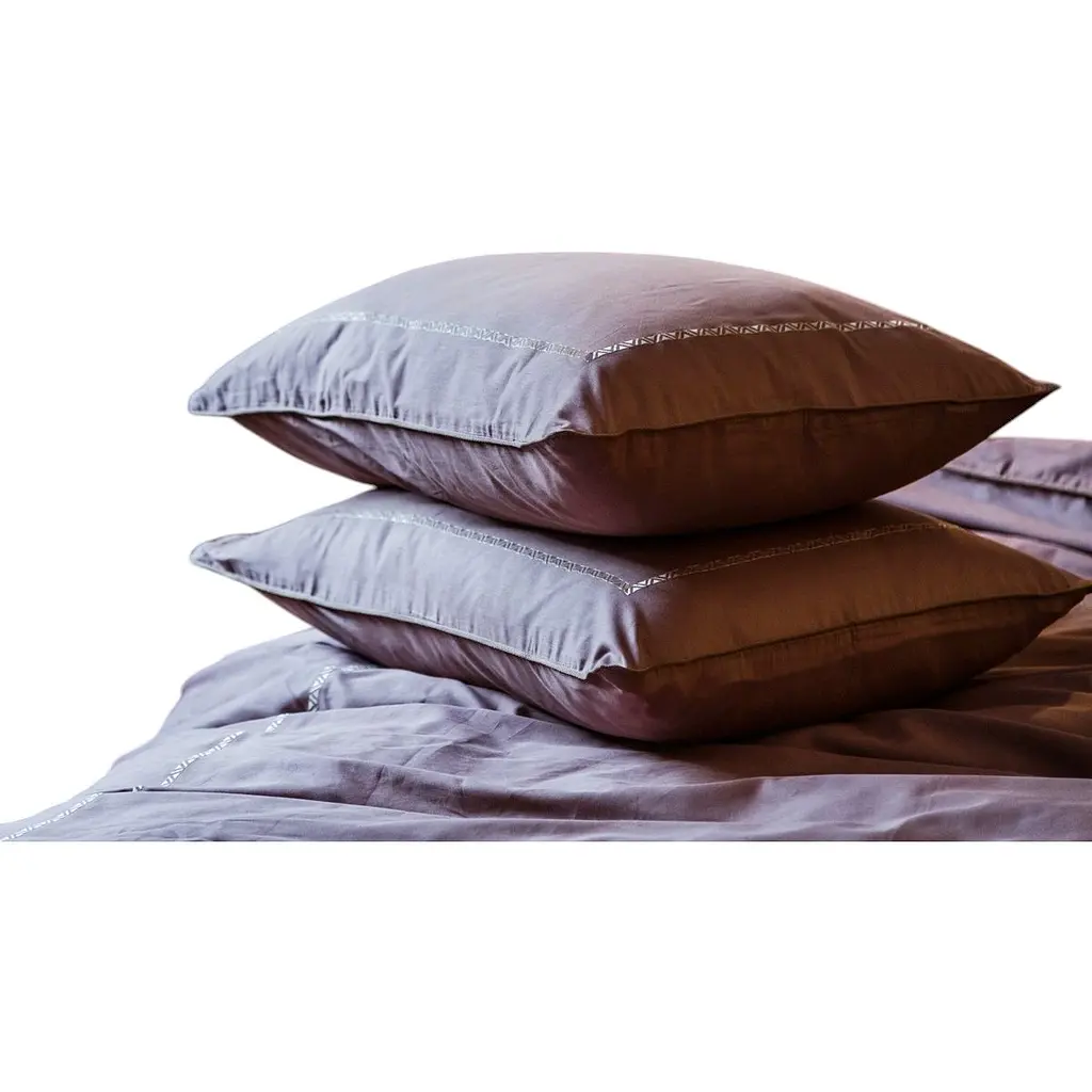 Комплект постельного белья Ecotton Premium Stucco евро сатин вышивка с кантом сиреневый (25092) - фото 2