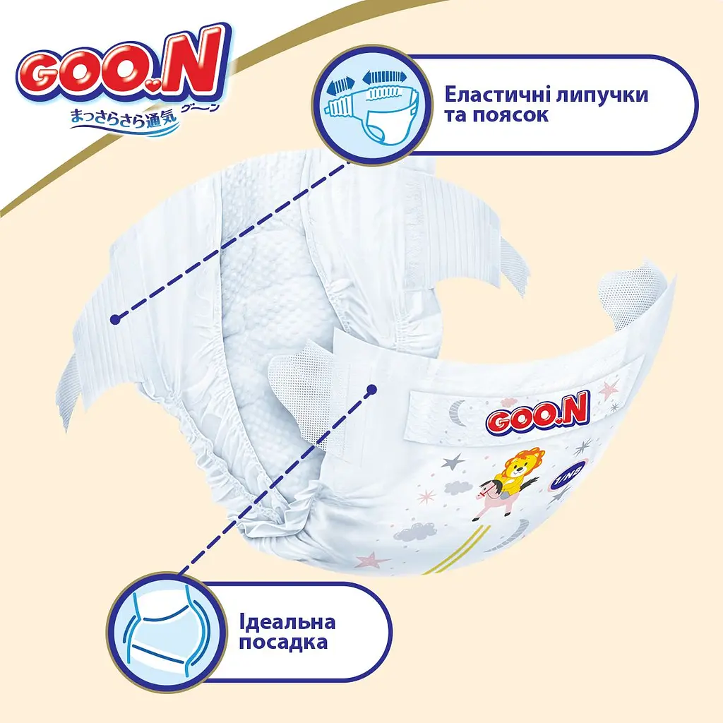 Подгузники на липучках Goo.N Premium Soft 2 (4-8 кг), 140 шт. (2 уп. х 70 шт.) - фото 6