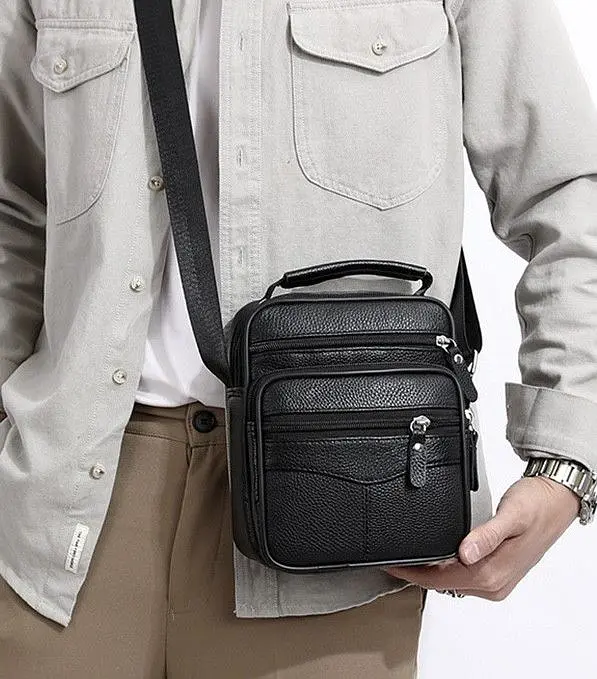 Чоловіча сумка барсетка 17x21x9, шкіряна сумочка планшет Tiding Bag 75003 чорна 170 - фото 2