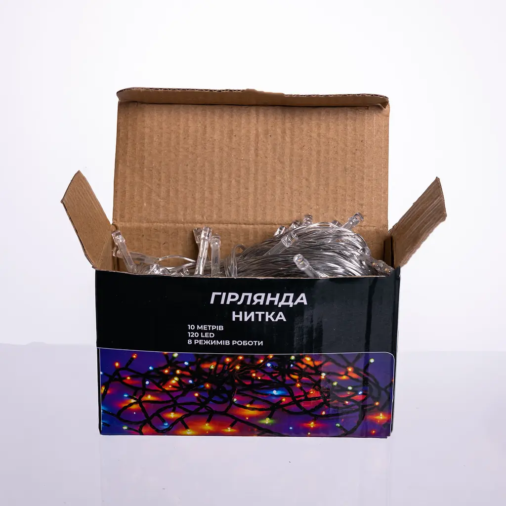 Новогодняя гирлянда комнатная нить GarlandoPro 10 м 120 LED белый провод Желтый свет W120LED10MWY - фото 7