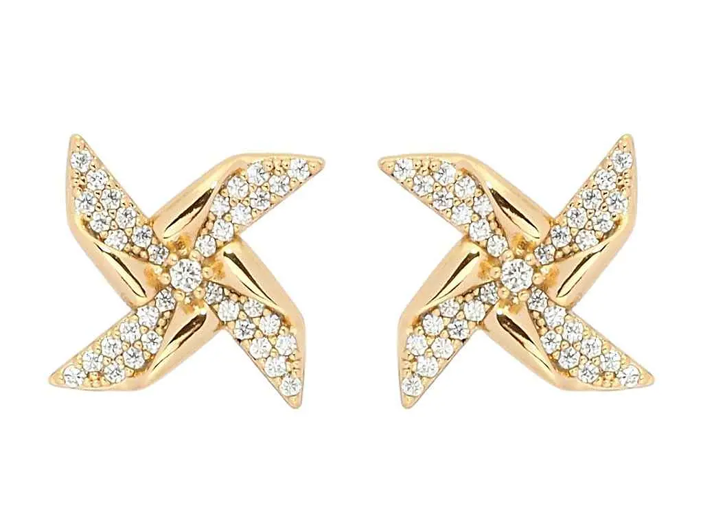 Сережки Xuping Позолота 18K пусети "Вітряки з цирконієм" (184199)