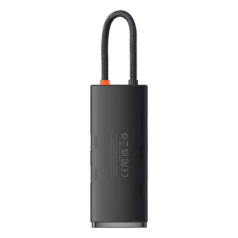 USB-хаб Baseus Lite Series 6-Port Type-C HUB Docking Station (Type-C to HDMI+USB3.0*2+PD+SD/TF) Black (WKQX050101) - фото 5